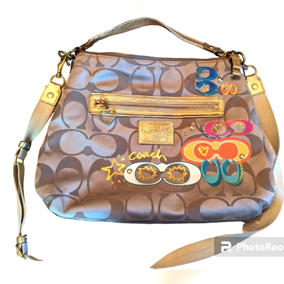 RARE COACH Y2K POPPY KHAKI DAISY POP C APPLIQUE HOBO shoulder/crossbody - Picture 7 of 16